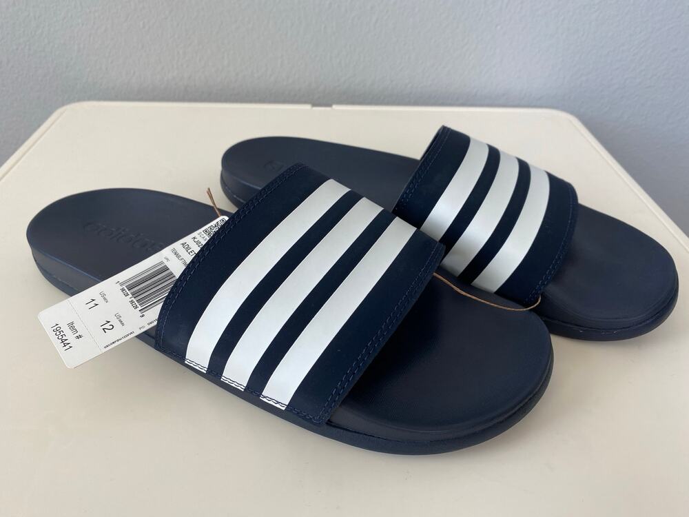 adidas Adilette Comfort KJ0285 Navy White Slides M11 W12 Unisex NWT Sporty